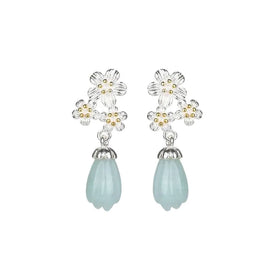 S925 Sterling Silver Jewelry Jade Orchid Blossom Plum Blossom Jade Noble Ear