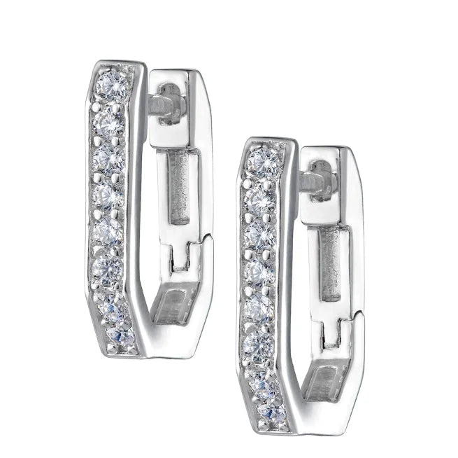 Hot Sale Fashion Stainless Steel Rectangle Hoop Earrings Zircon Casual Elegant Chic Accessory Earring for Female