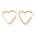 Cheap Wholesale Casual Fashion African Jewellery 18k Gold Plated Jewelry Gold Plated Big Long Peach Heart Shaped Earrings