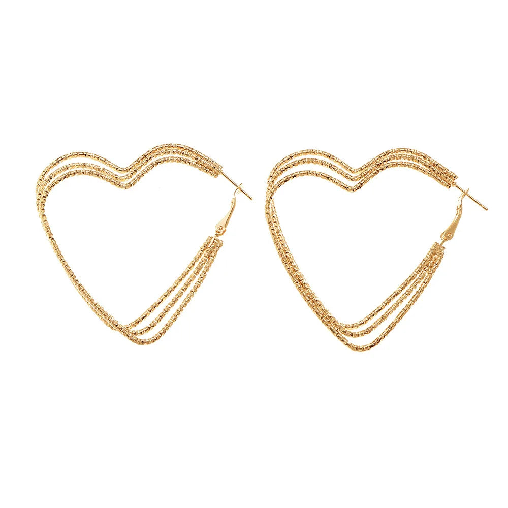 Cheap Wholesale Casual Fashion African Jewellery 18k Gold Plated Jewelry Gold Plated Big Long Peach Heart Shaped Earrings