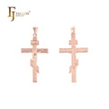 FJ Fallon Fashion Jewelry Russian Orthdox Cross Pendant Plated in Rose Gold Brass Based