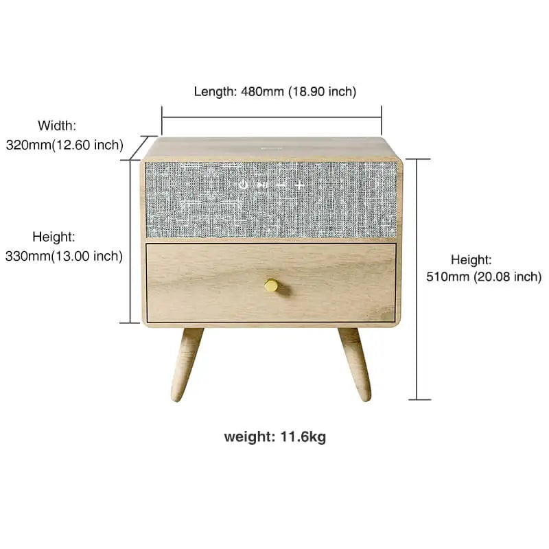 Italian Design Luxury Hotel End Desk With Drawer Bedroom Bedside Table Wireless Charging Night Stand With Blue Tooth Speaker
