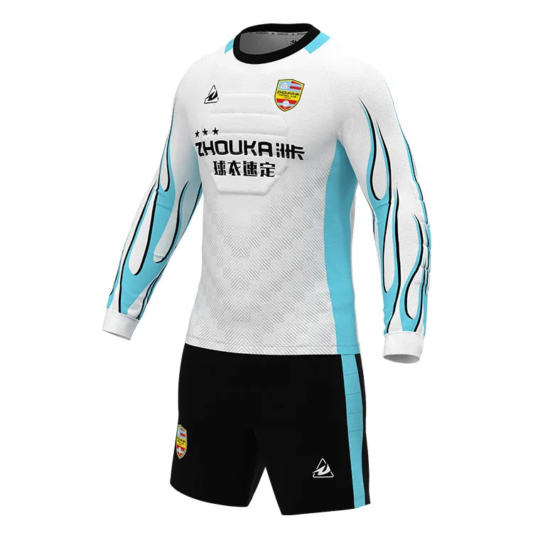 High Quality Custom Design  Protective Sponge Football  Soccer Goalkeeper Jersey Set for Football Sport