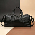 Men's PU Leather Gym Bag Fashion One-Shoulder Handbag Business Weekend Travel Duffel Bag