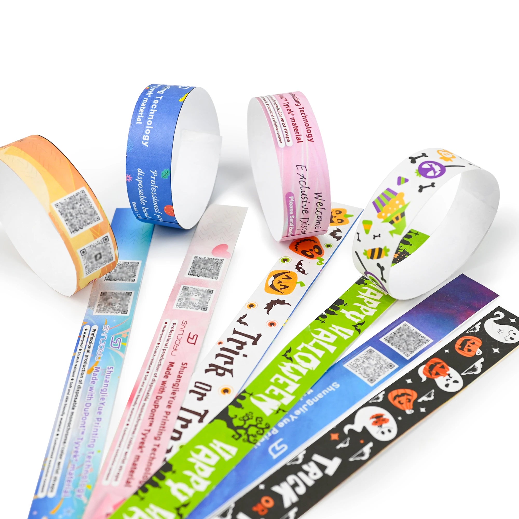 Custom Logo Disposable Digital Printing Waterproof Eco-Friendly Paper Wristbands for Promotional Events Weddings & Bridal Favors