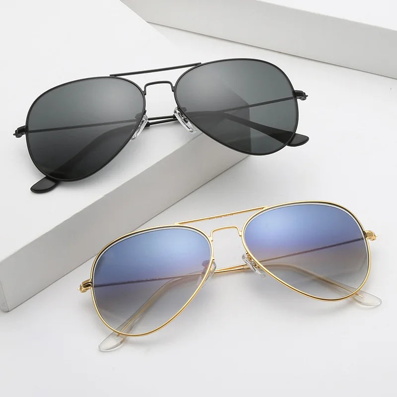 Wholesale New Designer Retro Driving Sunglasses Unisex Popular Fashion Metal Frame Glass Lens UV400 Optical