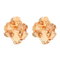 Heavy Gold Plated Women's Flower Earrings Cute Alloy Pendant Studs for Anniversary New Big Flower ZA Studs