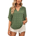 Chic Oversized Women Shirts Fashion 2023 Summer Solid Half Sleeve Ladies V-Neck Blouses Elegant Loose Office Lady Breathable