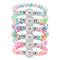 Kids Personalized Snap Button Pearl Beads Elastic Band Bracelet Child Kid Unicorn Charm Stretchy Beaded Bracelets for Children