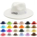 Wholesale Trend Hats for Women Fashionable Wide Brim Panama Straw Hats Custom Logo Mexican Sun Summer Fedora Straw Hat