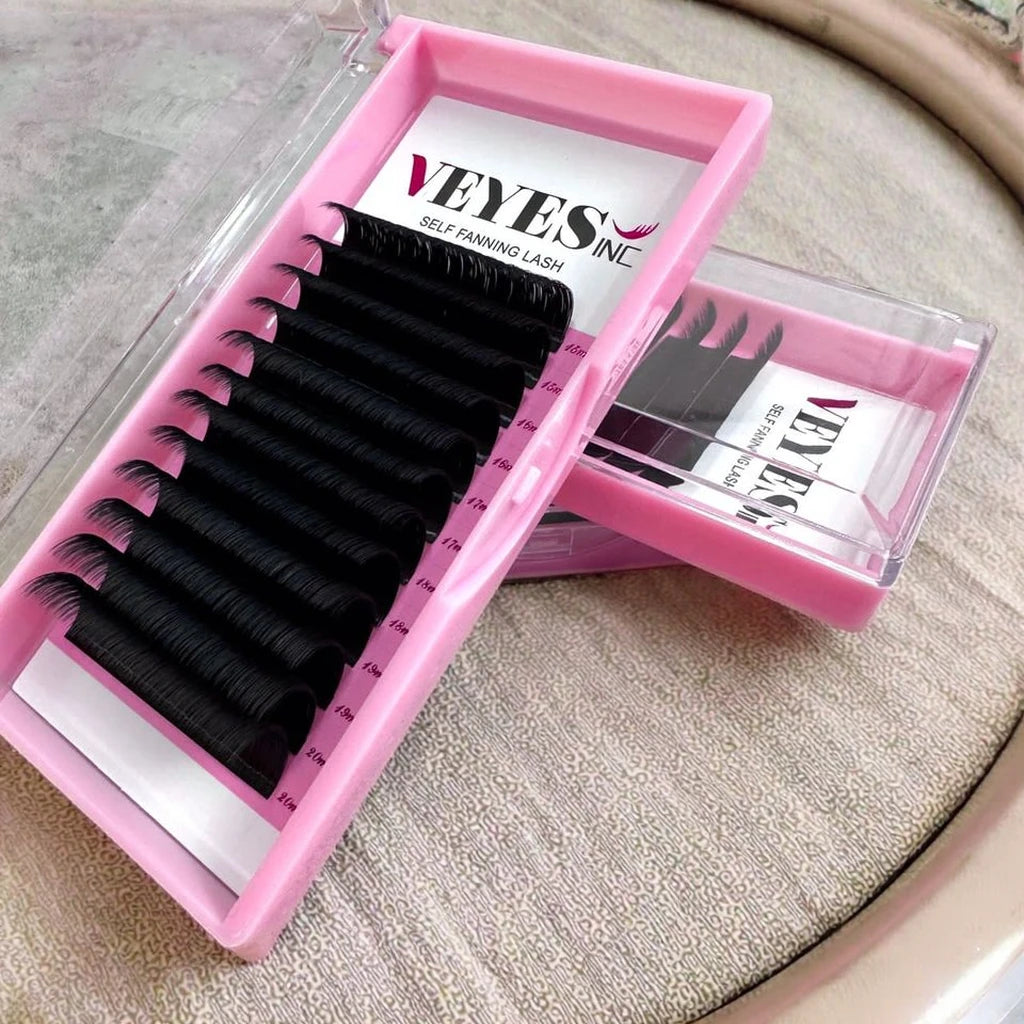 VEYES Cashmere Factory Wholesale Price Easy Fanning Faux Mink Flare 0.03 Fluffy Easy Fans Lashes Tray Easy Fan Eyelash Extention