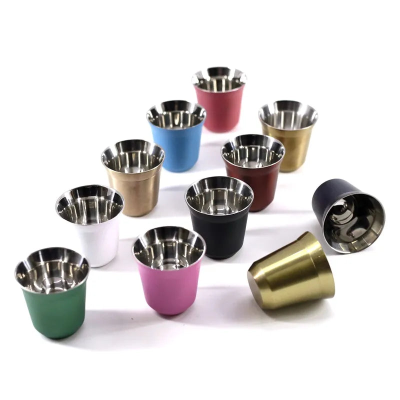 Colorful Sample Available 80ml/150ml Gift Metal Stainless Double Wall Espresso Cups Coffee Mugs Custom Printing logo
