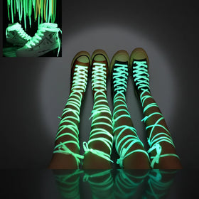 Sports Round High Bright Glow in the Dark Shoelaces Two-tone Flat Colored Luminous Fluorescent Shoestring Athletic Shoe Laces