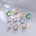 Luxury Fine Jewelry Women Charm Ring Custom Elegant Gold Plated Coloful Zircon Finger Ring