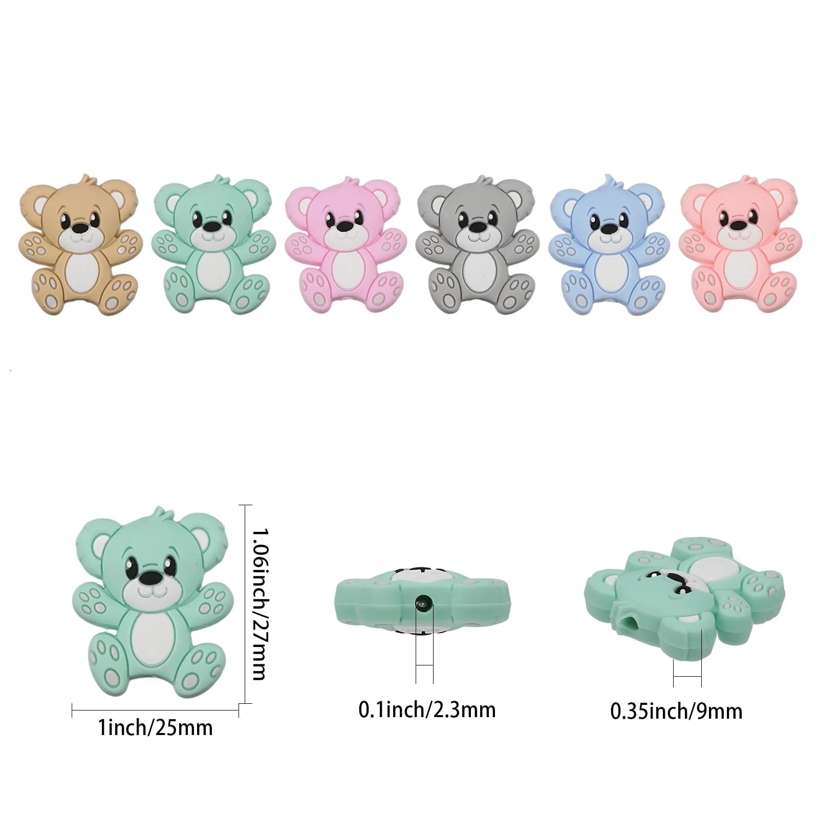 New Trends Cartoon Silicone Focal Beads Eco-friendly Chewable Bear Shape Silicone Bead for Baby Teething Perle Silicone Animaux