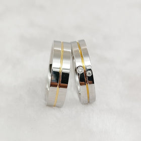 USA Style Anniversary Bridal Wedding Rings Sets for Couples Lovers Bicolor Two Tone Gold Plated Jewelry Cz Diamond Ring
