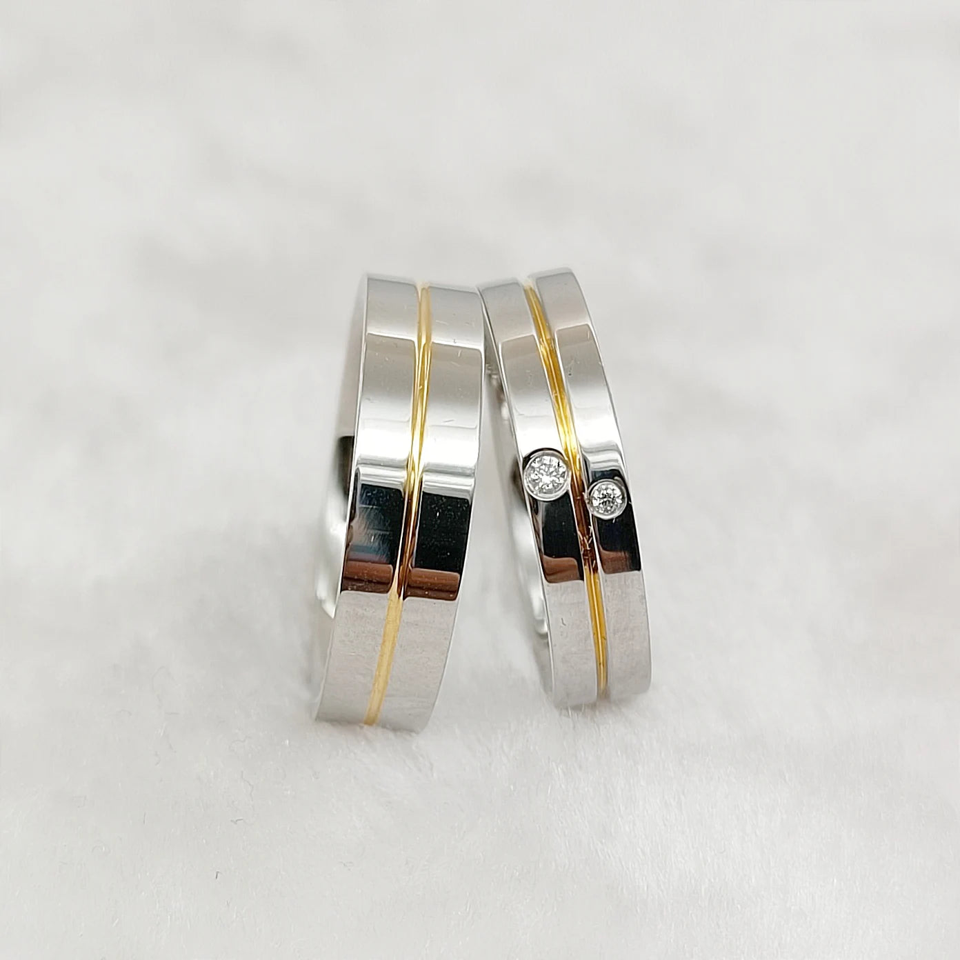USA Style Anniversary Bridal Wedding Rings Sets for Couples Lovers Bicolor Two Tone Gold Plated Jewelry Cz Diamond Ring