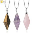 CSJA Multi Faceted Pyramid Cone Reiki Opal Necklaces Jewelry Natural Stone Healing Crystal Charm Pendant G421 MegaBDM