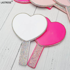 Heart Hand Mirrors Hot Sell Gift Makeup Mirror Print logo Label Pocket Mirror
