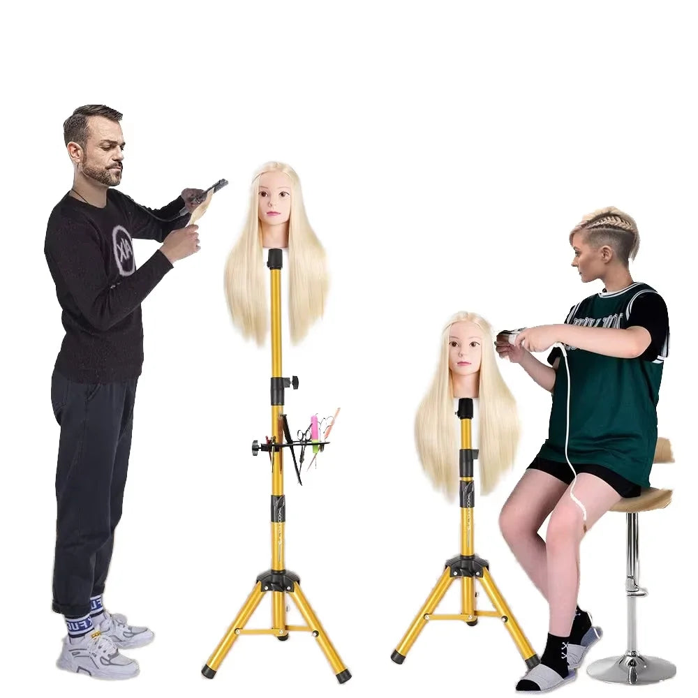 Leeons Iron Black Adjustable Wig Head Tripod with Tray for Lace Wig Making 55-inch Max Length
