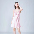 Best Sale New Style Silk Luxury Sleepwear Silk Pajamas Soild Color Women Silk Sleeping Night Dress