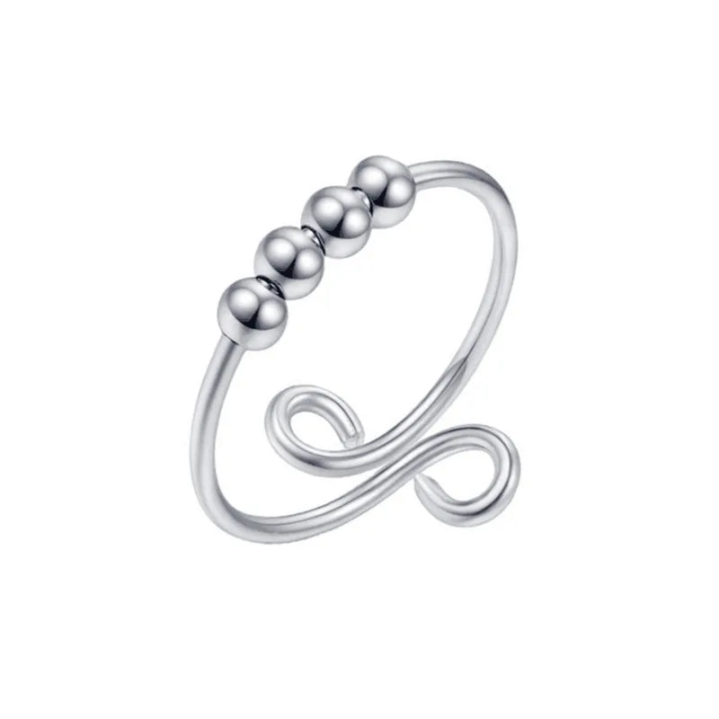 Hot Sale Anti-stress Bead Ring Stainless Steel Rings Relieving Anxiety Fidget Spinner Ring for Women Men Jewelry