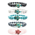 Cross-border Explosion Turquoise Volcanic Stone White Turquoise 8mm Beads Turtle Buddha Beads Energy Elastic Line