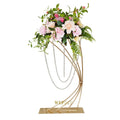 Modern Gold Metal Crystal Wedding Centerpiece Tall Iron Flower Stand for Wedding and Party Decorations Event Table Stand