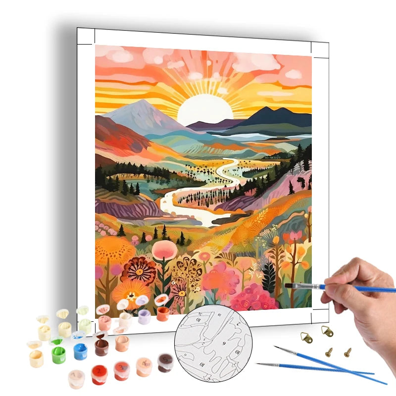 Scenery Diy Painting by Numbers for Adults Sunset Abstract Paint by Numbers Hanging Art Crafts Decor for Beginners
