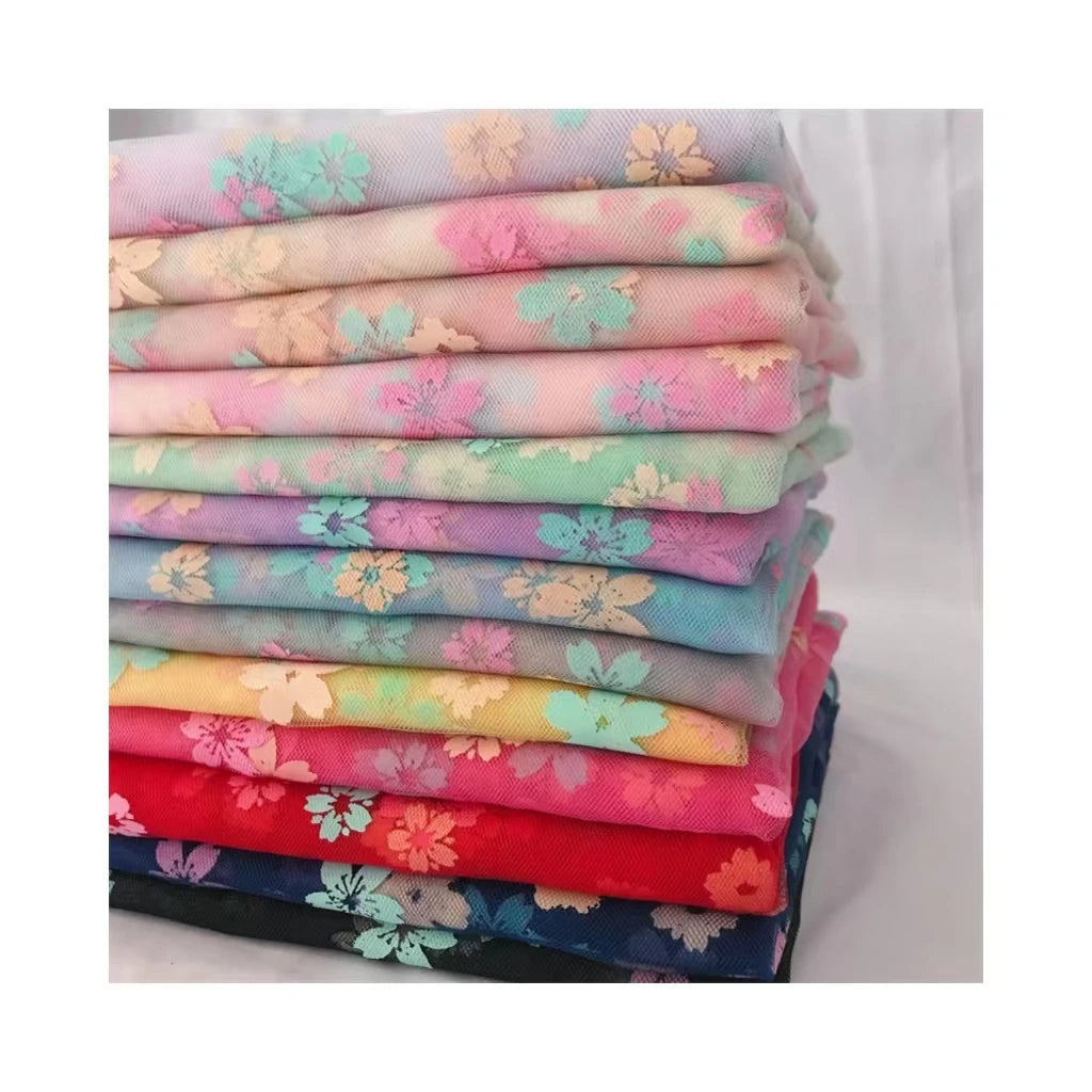2024 New Fashion Knitted Warp 100%Nylon Light Weight Mesh Foil Fabric With Excellent Breathability for Making Girls' Dress