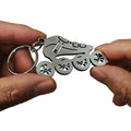 Custom Brushed Finish 304 Stainless Steel Roller Skate Keychain/Necklace Pendant Wholesale