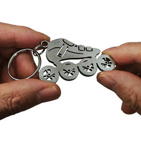 Custom Brushed Finish 304 Stainless Steel Roller Skate Keychain/Necklace Pendant Wholesale