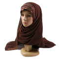 Wholesale Top Seller Custom Muslim Women Chiffon Jersey Hijab With Stone  Muslim Women