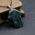 Huiying Wholesale Natural Costume gemstone moss agate stone fatima hand shape Jewelry Pendant Charm For Necklace Jeweley