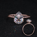 2024 Hot Sale 14K Rose Gold with 8*10mm Pear Shape Single Rose Cut Moissanite Ring