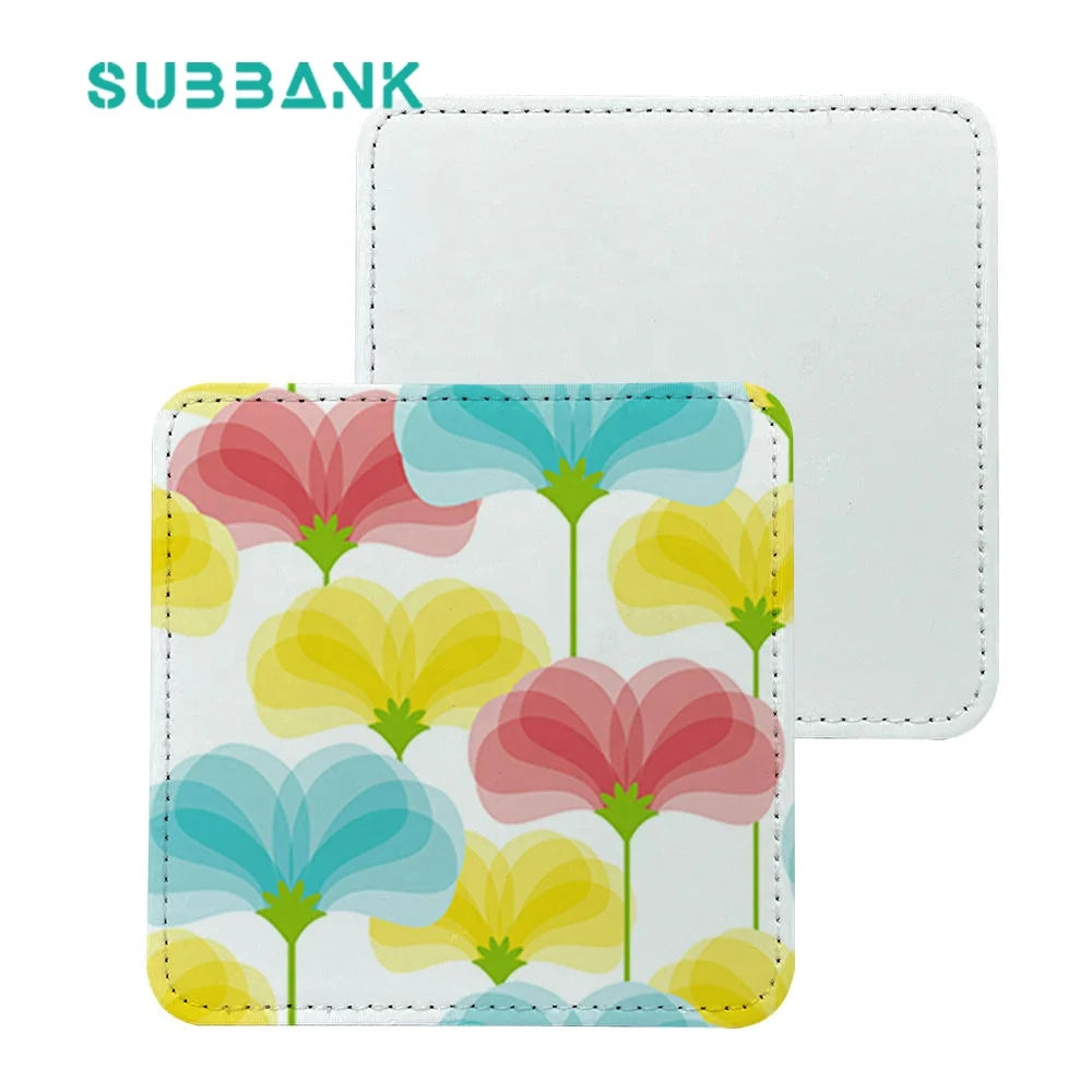 Subbank Wholesale Customize Sublimation Coaster/Circles and Squares Blank Fashion Leather Sublimation Coaster