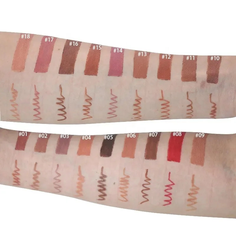 18 Colors Matte Lip Liner Pens Set Long-Lasting Lip Liner Natural Lip Makeup Soft Pencils Lipstick Set
