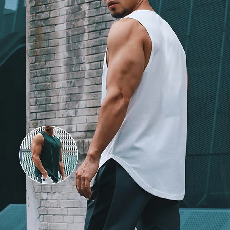 Wholesale Custom logo Polyester Running Singlet Muscle Athletic Shirts Sleeveless Fitness Wear Workout Men Gym Tank Top for Men