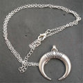 Fashion Women Ladies Silver Crescent Half Moon Charm Pendant Necklace Silver Jewelry Gift