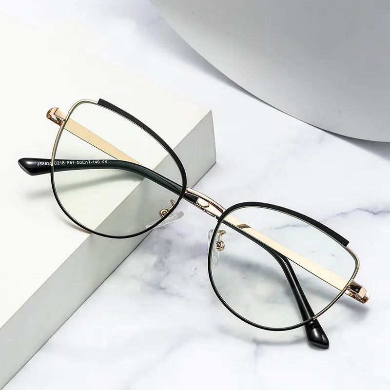 2023 Jiuling Eyewear Metal Anti Blue Light Glasses Frames Eyeglasses Cat Eye Optical Glasses Frame for Women