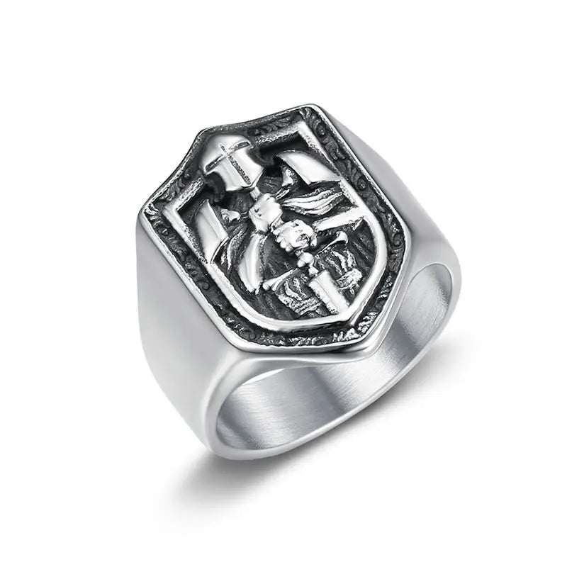 Hiphop Jewelry Stainless Steel Samurai Knights Templar Ring for Men