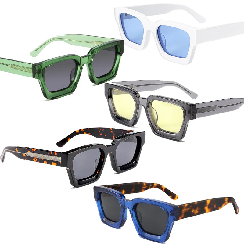 High Quality Wholesale Custom Logo Colorful Popular Vintage Mens Glasses Thick Acetate Sunglasses Polarized for Men