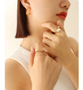 Fancy 18K Gold Titanium Steel Synthetic Pearls Heart Shape Hoop Love Earrings Simple Fashion Jewelry for Women