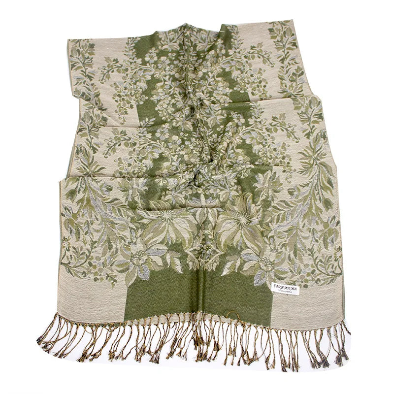 Double Layered Jacquard Big Paisley Pashmina Shawl Wrap Scarf Autumn Polyester for Women