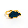 Cute 18K Gold Plated Wholesale Luxury Fashion Sweety Cloud Shaped Dark Blue Agate Ring Stainless Steel Jewelry for Women