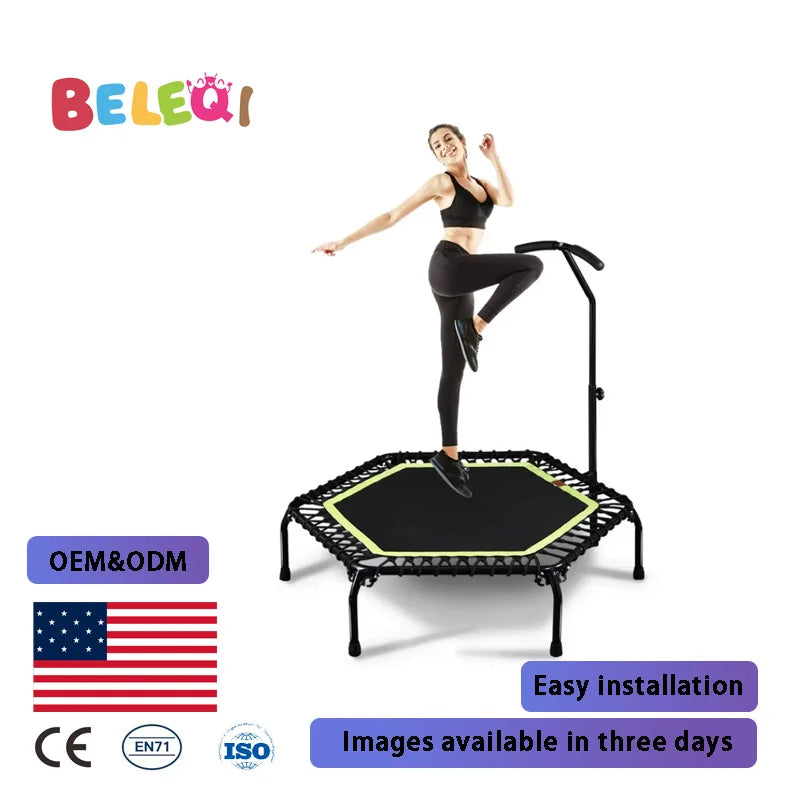 Adjustable PVC Indoor Fitness Trampoline with Mute Bouncer for Adult Jumping Aerobic Training for Both Boys and Girls MegaBDM