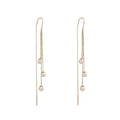 Wholesale Vintage Elegant Long Pearl Tassel Ear Wire Tassel Drop Earrings Rhinestone Drop Earrings Silver Needle Long Earring