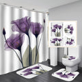 Flower Printed Bathroom Curtain Set Floral Customised Design Bathroom Sets With Shower Curtain and Rugs/