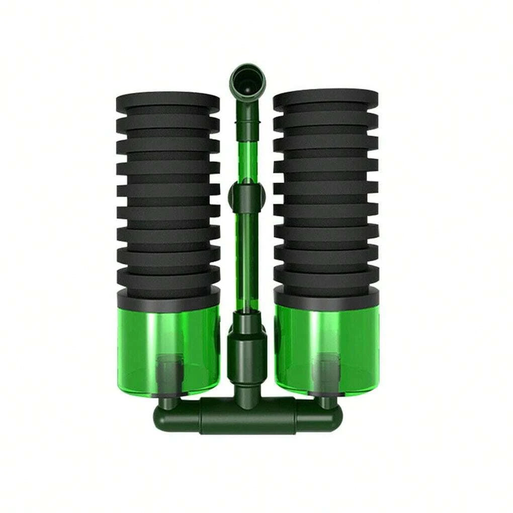 Raffy Modern Plastic Double Biochemical Sponge Filter Pet Supplies for Small Aquarium Fish Tank Desktop Space-saving Design