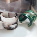 Kaimei Fashion Jewelry Large Marble Pattern Opening Exaggerated Resin Bracelet Geometric French square Acrylic Bangles Resin